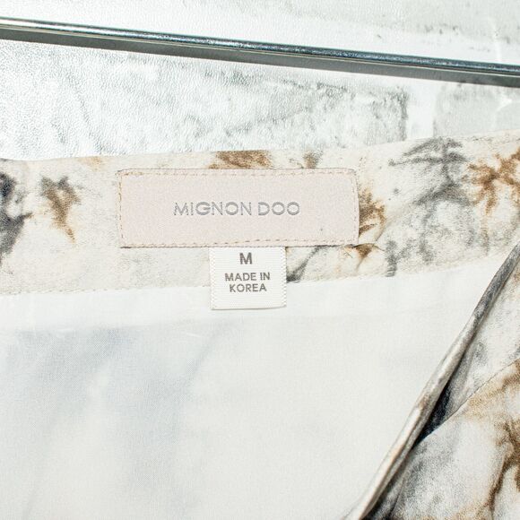 MIGNON DOO Marble Print layered Skirt Beige Size Medium - Picture 4 of 9